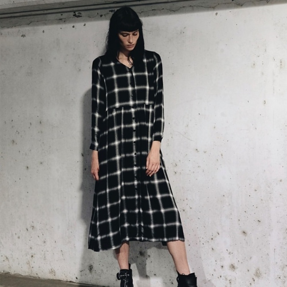 NWT Disturbia Singles Plaid Long Sleeve Midi Dress